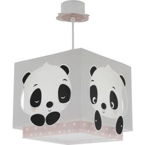 Lámpara de techo panda rosa infantil 1 luz e27 d24 cm