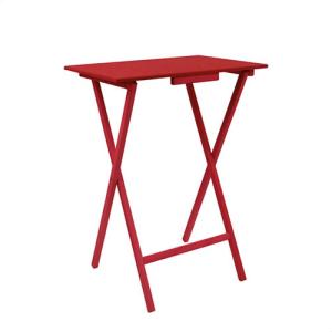 Mesa auxiliar plegable de madera color rojo de 65.5x35x48 cm