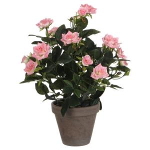 Planta artificial mini rosal rosa de 33 cm de altura