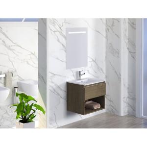 Mueble de baño con lavabo y espejo lark nogal 60x45 cm
