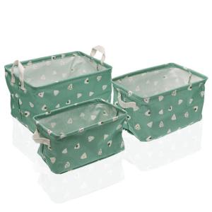 Green set 3 cestas textil rectangulares