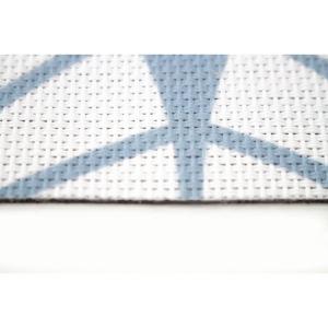 Alfombra pie de cama pvc hakuna abanico azul / blanco recta…