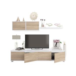 Mueble de salón y tv alida blanco y roble 200x43x41 cm (anc…