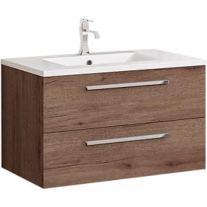 Mueble de baño con lavabo madrid roble oscuro 80x45 cm