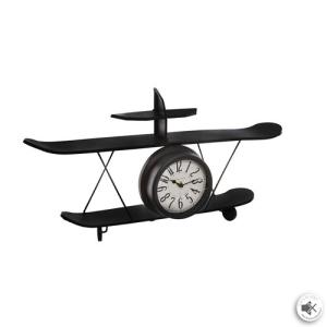 Reloj de sobremesa irregular negro avión de 64x33 cm