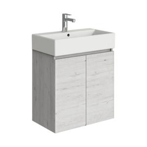 Mueble de baño con lavabo espacio l roble gris 60x35 cm