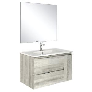 Mueble de baño con lavabo y espejo turin roble gris 80x45 c…