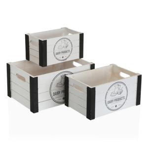 Set de 3 cajas de madera serie dairy en color madera y blan…