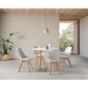 Mesa de cocina redonda blanca y madera amaya de 100 x 76 x…