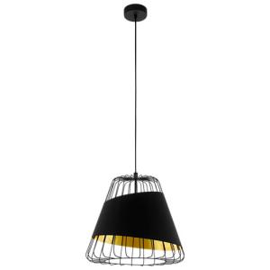 Lámpara de techo austell negro dorado 1 luz e27 36 cm