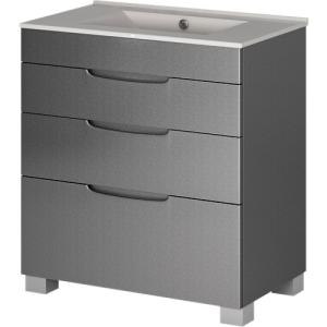 Mueble de baño asimétrico gris metalizado 80 x 45 cm