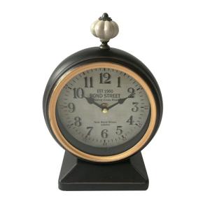 Reloj de sobremesa metal negro 16 cm