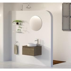 Mueble de baño con lavabo y espejo rise nogal 60x45 cm