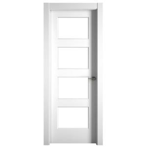 Puerta abatible bosco blanca premium con cristal blanco izq…