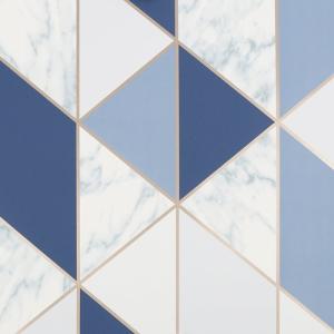 Papel pintado aspecto texturizado geométrico mármol azul