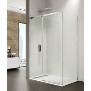 Mampara frontal y fijo lateral steel transparente perfil cr…