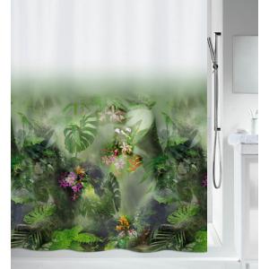 Cortina baño jungle verde poliéster 180x200 cm