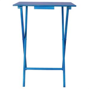 Mesa auxiliar plegable de madera color azul de 65.5x35x48 cm