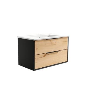 Mueble de baño con lavabo duox negro 80x45 cm