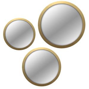 Espejo enmarcado redondo 3 espejos circulares dorados