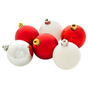 Set de 30 bolas de plástico blancas, rojas y grises ø 6 cm