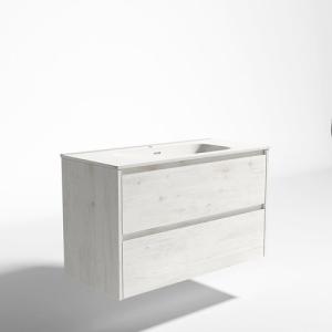 Mueble de baño con lavabo moon roble blanqueado 100x45 cm