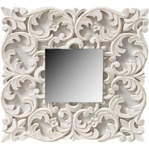Espejo cuadrado sobre mandala blanco 60 x 60 cm