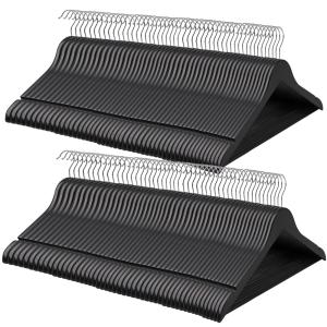 100 perchas de madera con ranuras de color negro