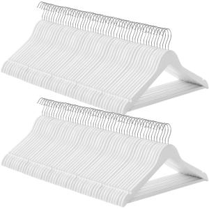 100 perchas de madera maciza con muescas de color blanco