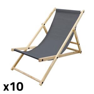 10x silla de playa antracita madera pino tejido oxford carg…