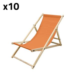 10x silla playa plegable madera tumbona sol naranja