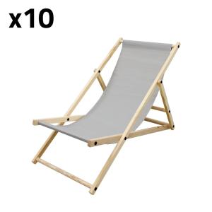 10x sillas de playa gris claro madera pino tejido oxford ca…