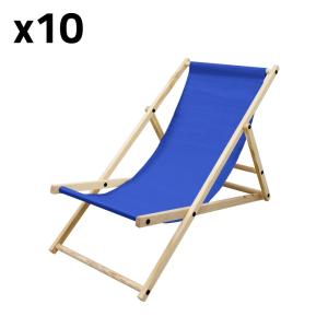 10x sillas de playa plegable madera de pino tumbona azul os…