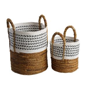 2 cestas con asas de fibra vegetal l-s