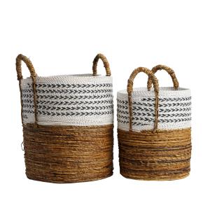 2 cestas con asas de fibra vegetal xl-m