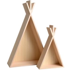 2 estantes de madera tipi - 45 y 26 cm