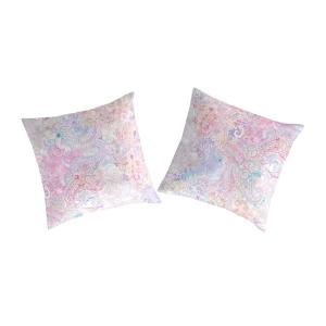 2 fundas de algodón estampado rosa/blanco 65x65 cm