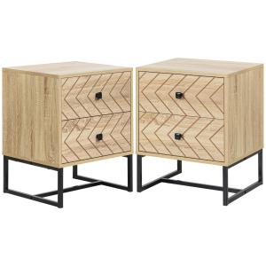 2 mesitas de noche 48x39.5x60 cm madera natural
