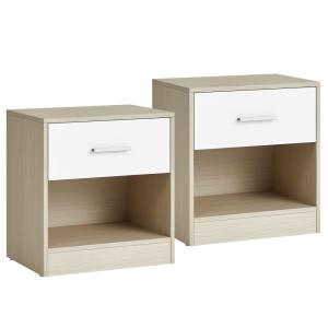 2 mesitas de noche de 28 x 39 x 41 cm de color beige y blan…
