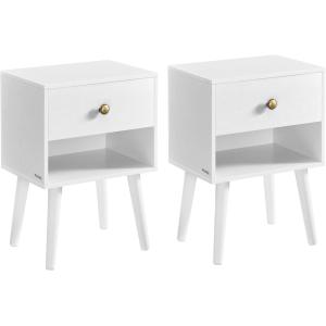 2 mesitas de noche de 28 x 39 x 55 cm de color blanco nieve