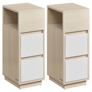 2 mesitas de noche de 30 x 25 x 65 cm de color beige y blan…