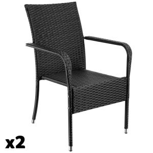 2 sillas de jardín apilables, poliratán, carga 120 kg, 58 x…