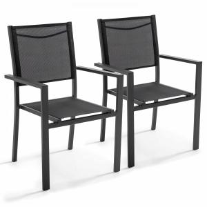 2 sillas de jardín con reposabrazos de aluminio y textileno