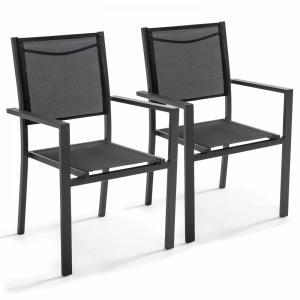 2 sillas de jardín con reposabrazos de aluminio y textileno…