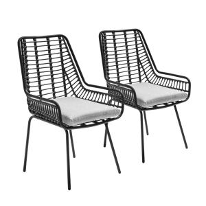 2 sillas de jardín de ratán sintético y acero