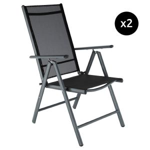2 sillas de jardín plegables de aluminio aluminio negro/ant…