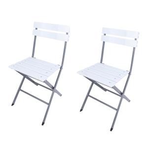 2 sillas de jardín plegables de plástico y acero blanco y g…