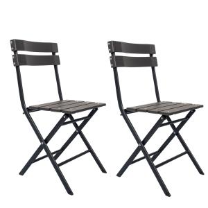 2 sillas de jardín plegables de plástico y acero gris oscur…