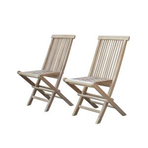 2 sillas de jardín plegables de teca maciza