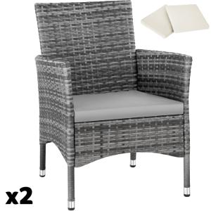 2 sillas de ratán   4 fundas, 59 x 57 x 85 cm, gris/gris cl…